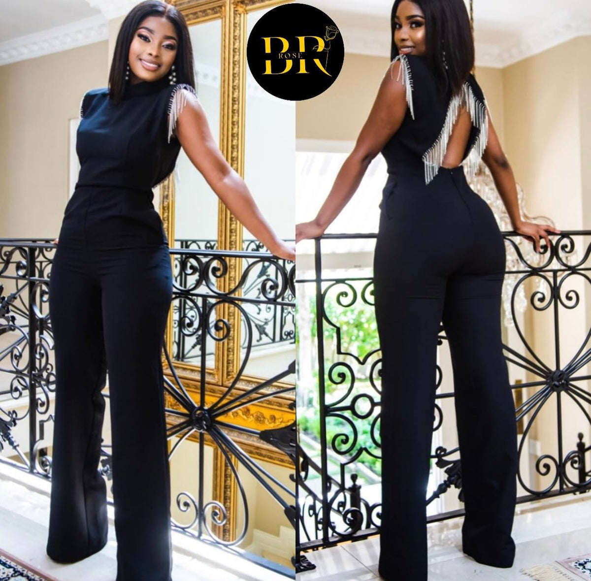 Black Rose Backless Jumpsuit (PRE-ORDER) – Namilanzi Online Boutique