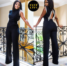 Load image into Gallery viewer, Black Rose Backless Jumpsuit (PRE-ORDER)

