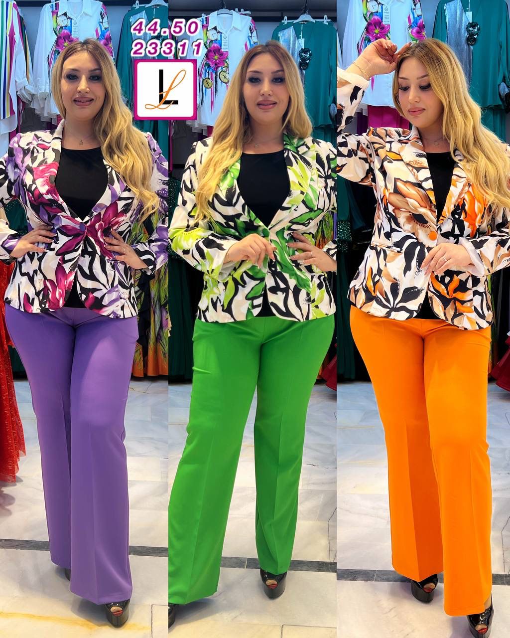 Liza Line Colored Pants and Floral Jacket (PRE-ORDER)