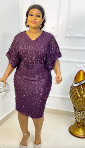 Success Woman Straight Purple Dress